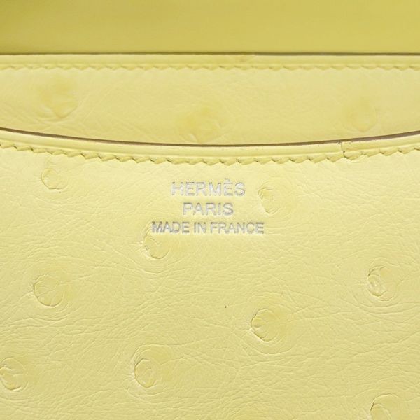 エルメス ミニ コンスタンス3 ミロワール リモンチェッロ/シルバー金具 オーストリッチ W刻印