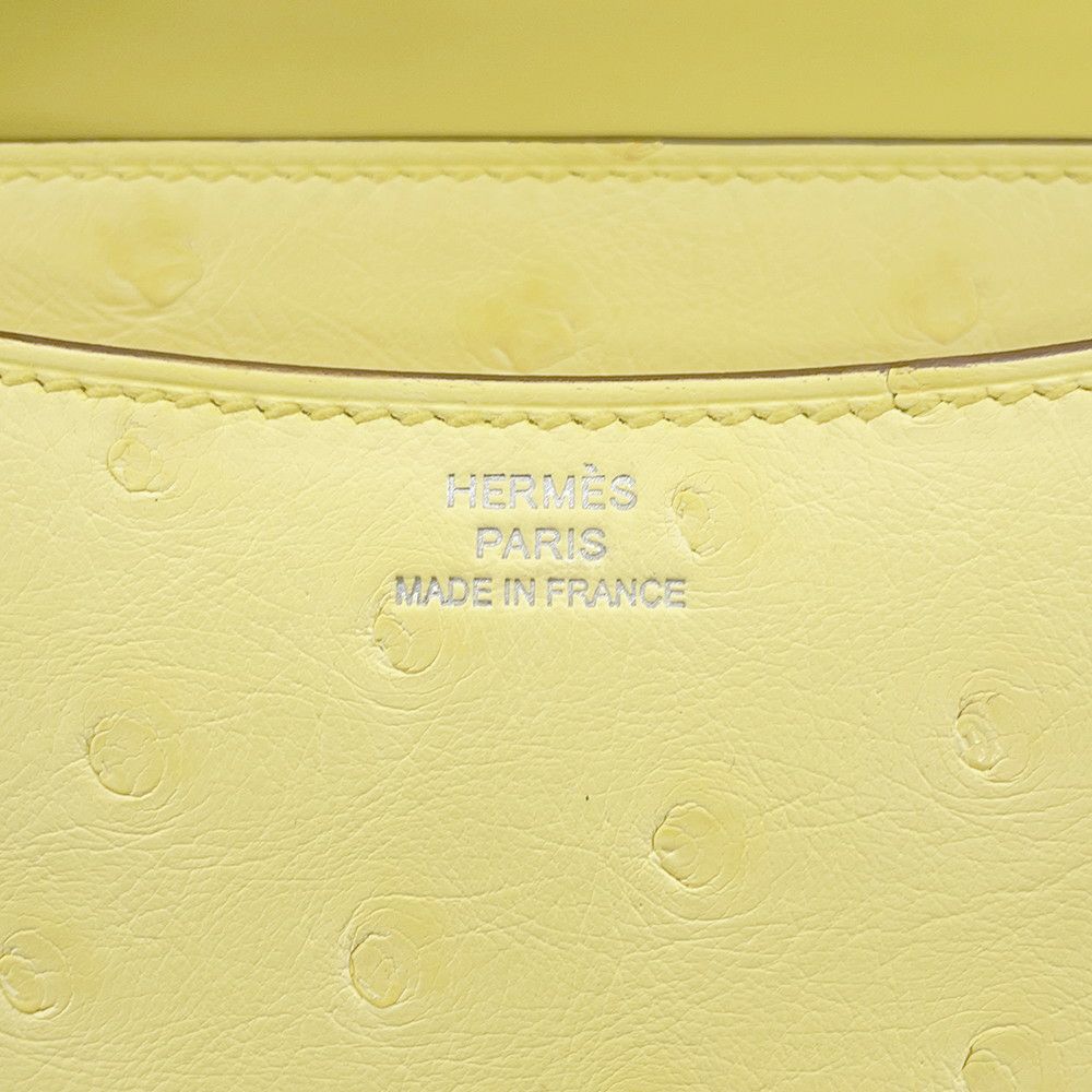 エルメス ミニ コンスタンス3 ミロワール リモンチェッロ/シルバー金具 オーストリッチ W刻印