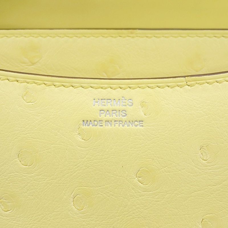 エルメス ミニ コンスタンス3 ミロワール リモンチェッロ/シルバー金具 オーストリッチ W刻印