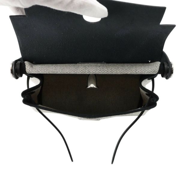 エルメス ショルダーバッグ エールバッグジップ ミニ ブラック/エクリュ/シルバー金具 トワルアッシュ/ヴァッシュハンター K刻印 黒