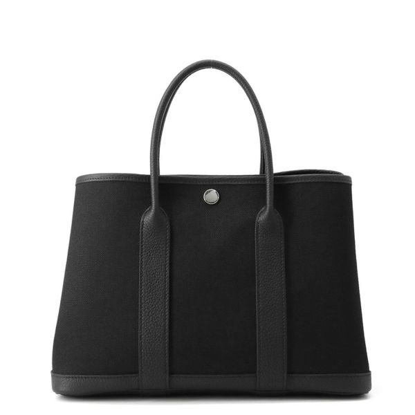 エルメス トートバッグ ガーデンパーティTPM ブラック/シルバー金具 トワルアッシュ/ネゴンダ K刻印 黒
