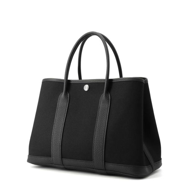 エルメス トートバッグ ガーデンパーティTPM ブラック/シルバー金具 トワルアッシュ/ネゴンダ K刻印 黒