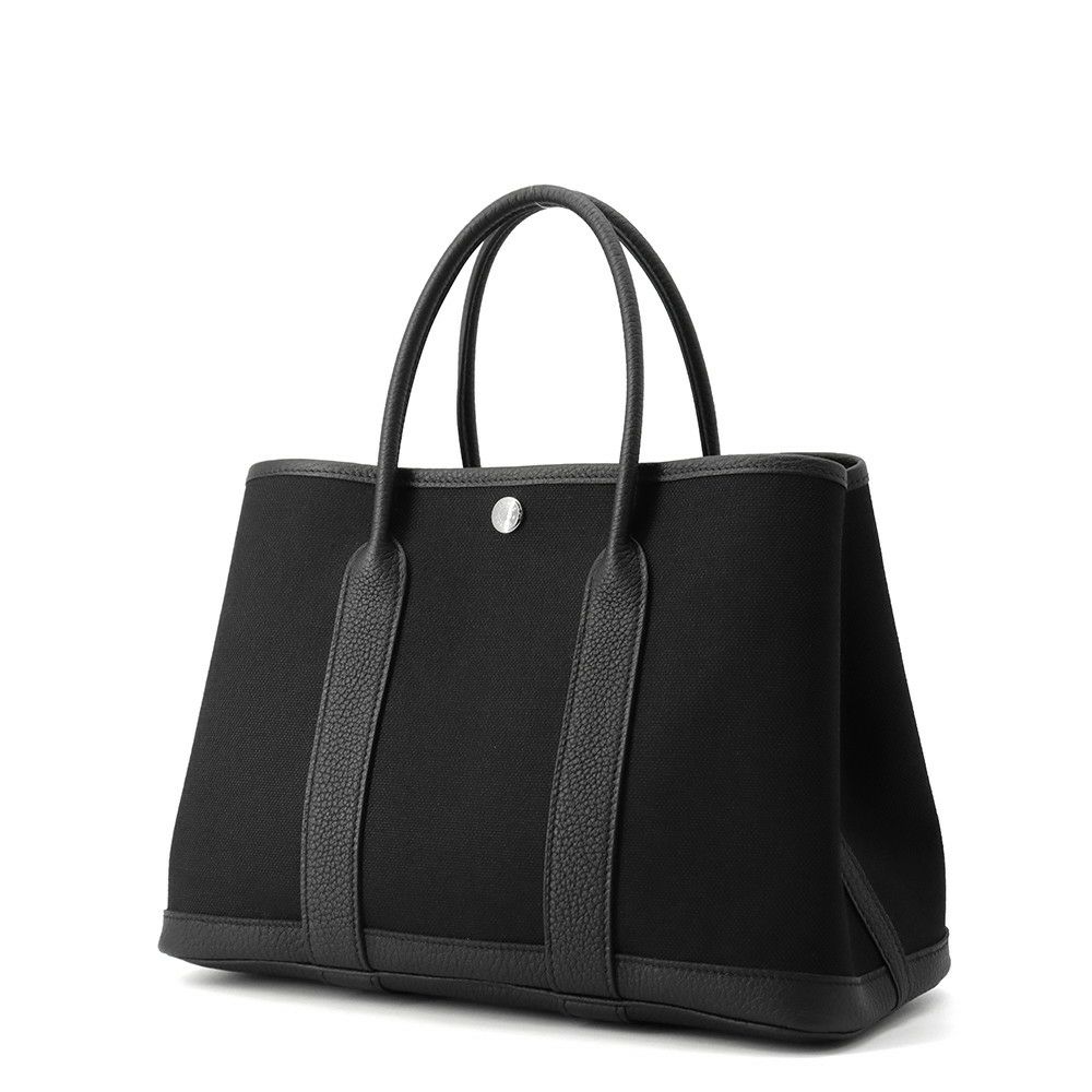 エルメス トートバッグ ガーデンパーティTPM ブラック/シルバー金具 トワルアッシュ/ネゴンダ K刻印 黒