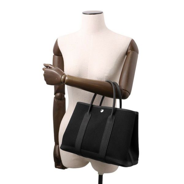 エルメス トートバッグ ガーデンパーティTPM ブラック/シルバー金具 トワルアッシュ/ネゴンダ K刻印 黒