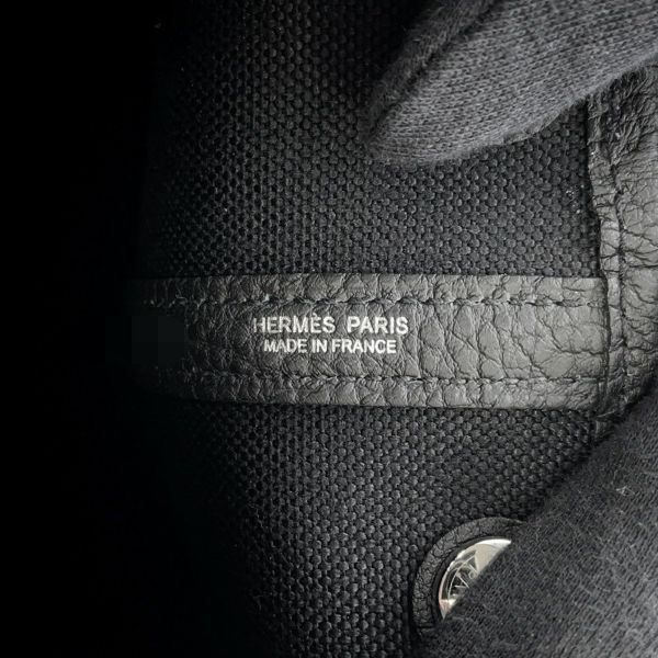 エルメス トートバッグ ガーデンパーティTPM ブラック/シルバー金具 トワルアッシュ/ネゴンダ K刻印 黒