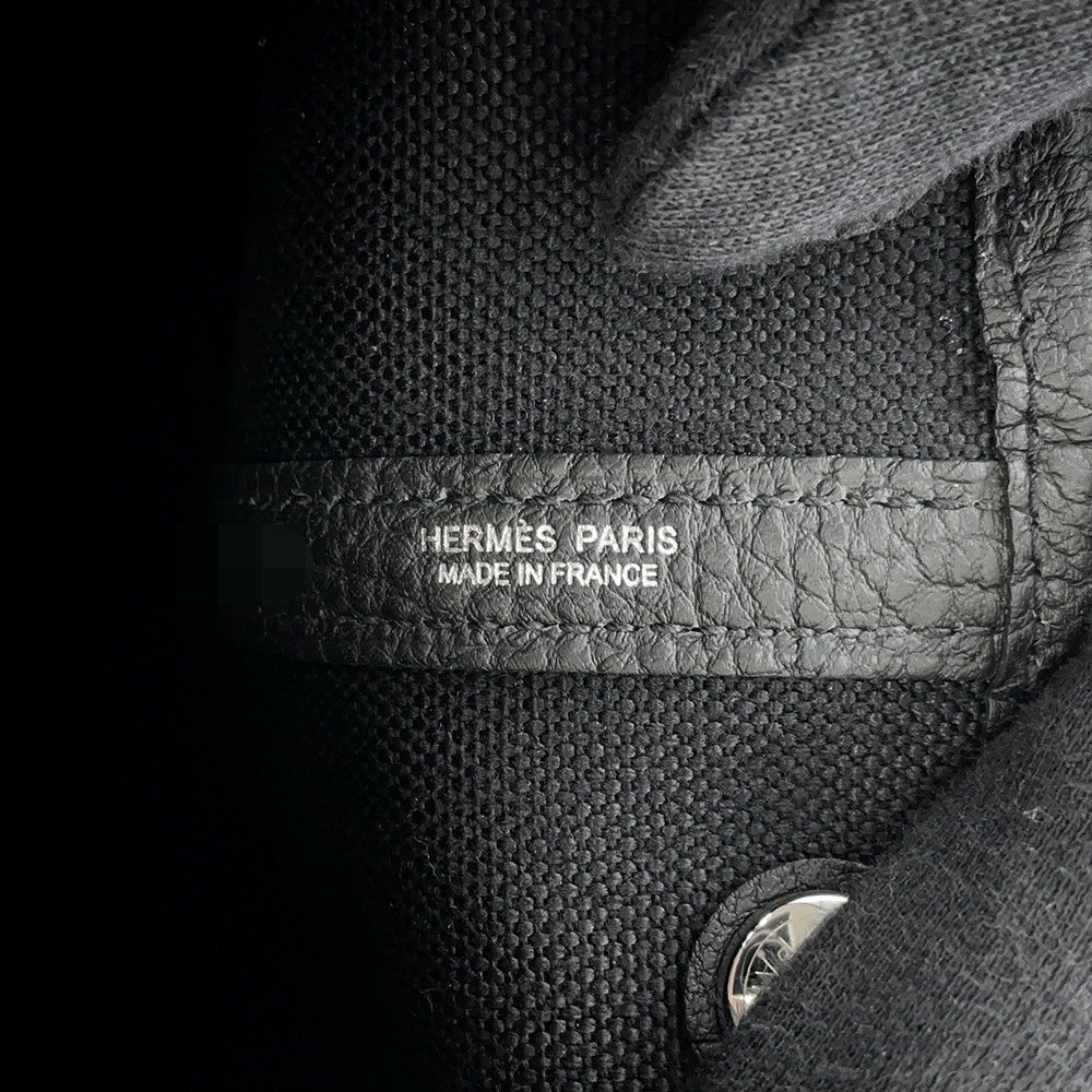 エルメス トートバッグ ガーデンパーティTPM ブラック/シルバー金具 トワルアッシュ/ネゴンダ K刻印 黒