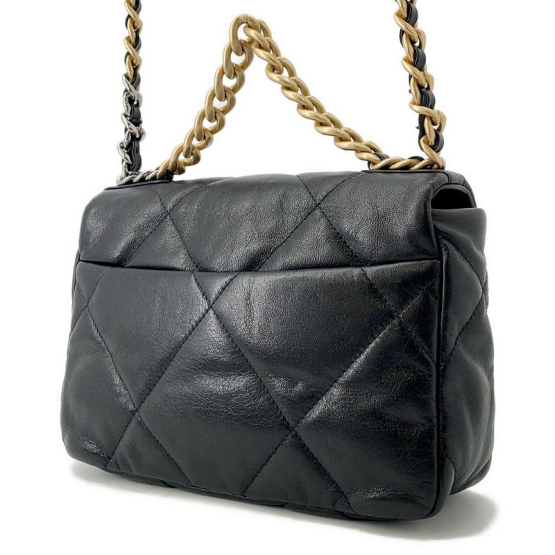 シャネル チェーンショルダーバッグ CHANEL19 フラップ ココマーク ラムスキン AS1160 CHANEL 2way 黒