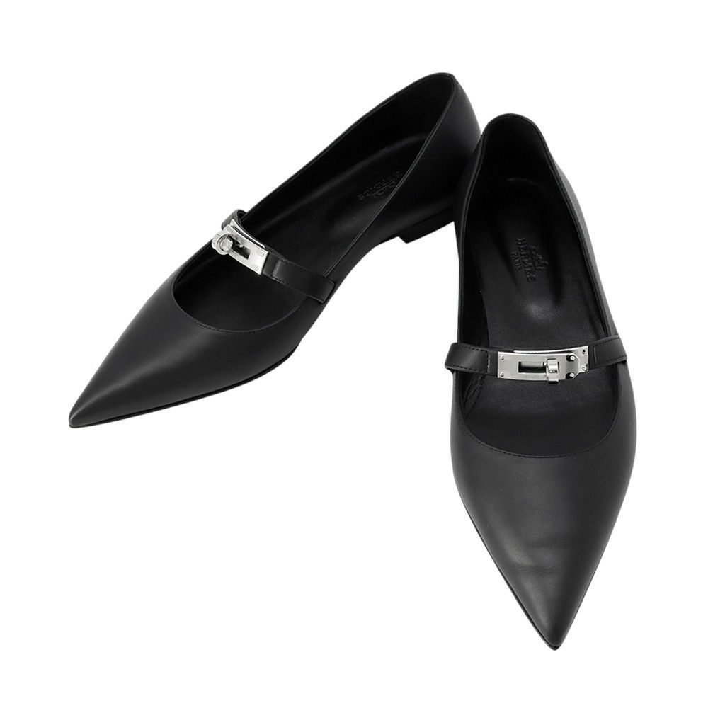 エルメス バレエシューズ ケリー レディースサイズ37 1/2 HERMES 靴 黒