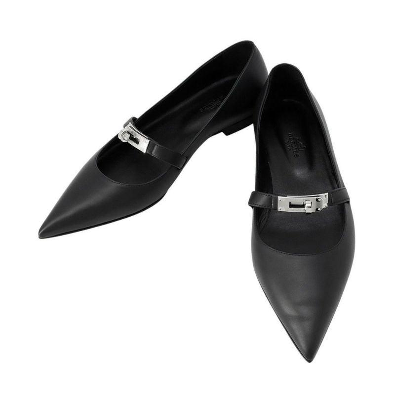 エルメス バレエシューズ ケリー レディースサイズ37 1/2 HERMES 靴 黒