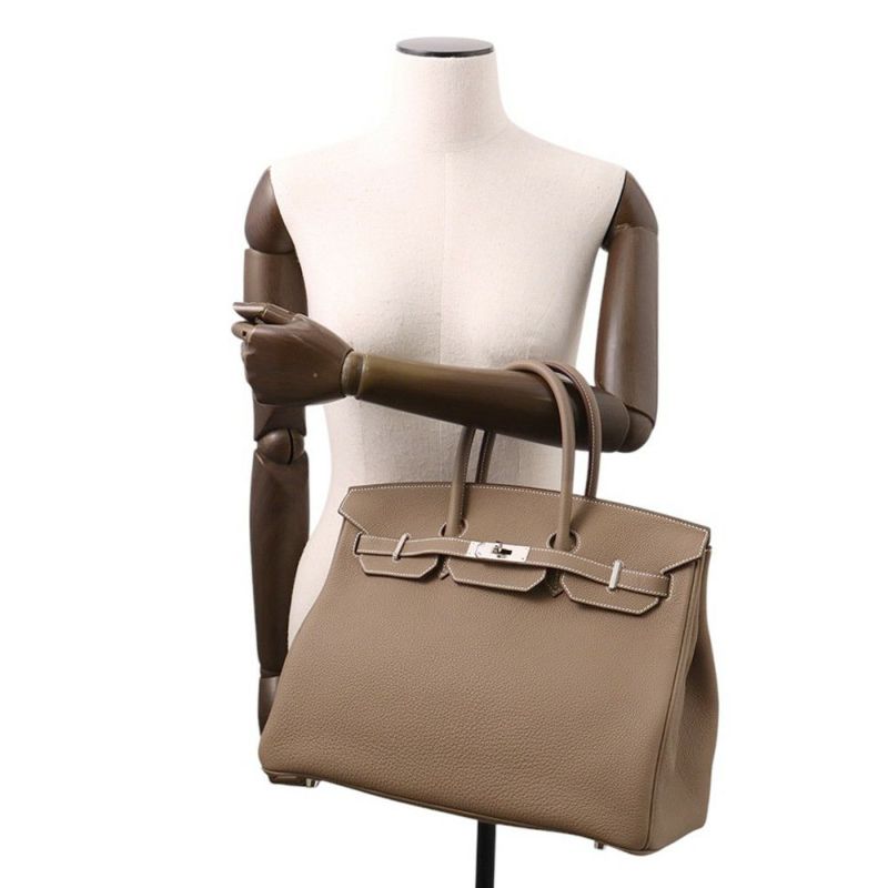 エルメス バーキン35 エトゥープ/シルバー金具 トゴ K刻印 HERMES Birkin ハンドバッグ