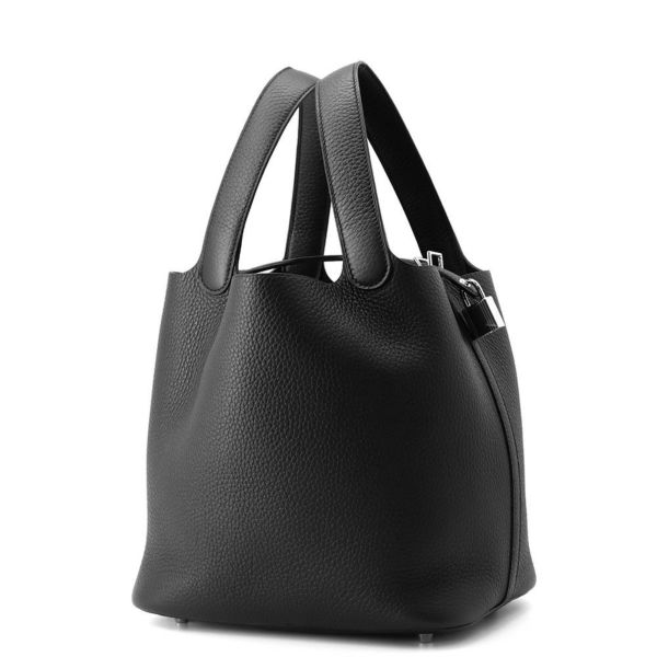 エルメス ハンドバッグ ピコタンロックMM ブラック/シルバー金具 トリヨンクレマンス K刻印 黒