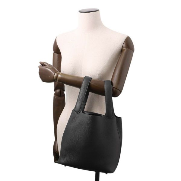 エルメス ハンドバッグ ピコタンロックMM ブラック/シルバー金具 トリヨンクレマンス K刻印 黒