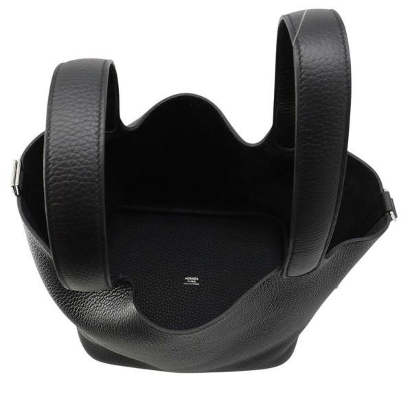 エルメス ハンドバッグ ピコタンロックMM ブラック/シルバー金具 トリヨンクレマンス K刻印 黒