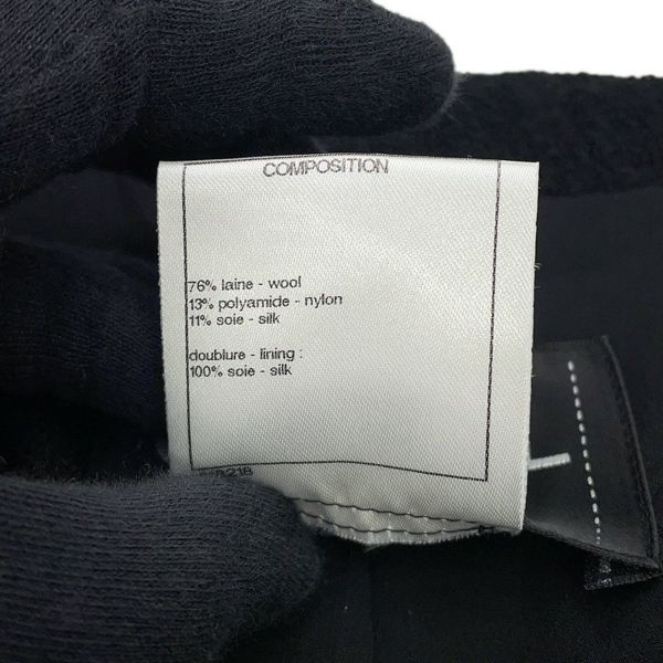 シャネル ジャケット ノーカラー カメリアボタン ウール レディースサイズ44 P52753 CHANEL アウター 黒