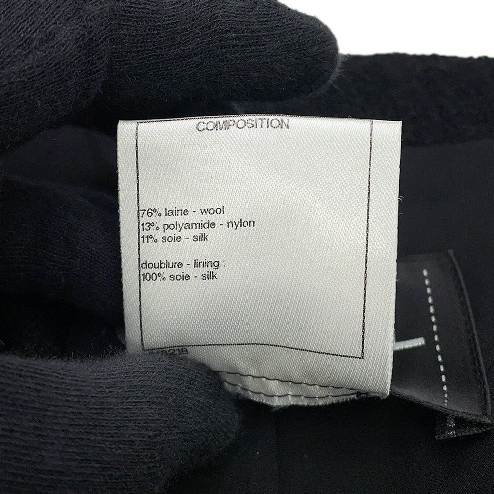 シャネル ジャケット ノーカラー カメリアボタン ウール レディースサイズ44 P52753 CHANEL アウター 黒