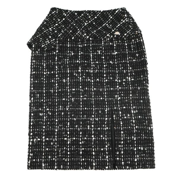 シャネル スカート ココマーク ツイード タイトスカート ウール レディースサイズ38 P65335 CHANEL 黒