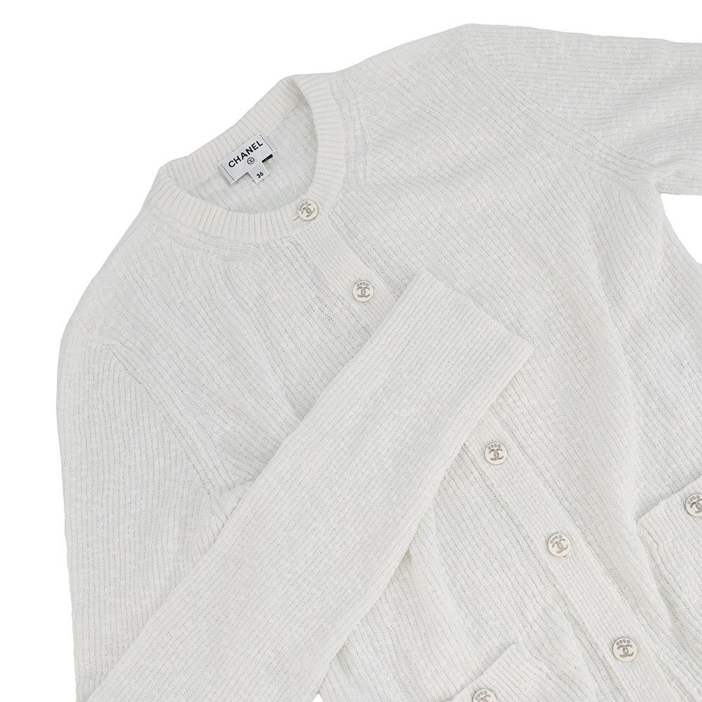 シャネル カーディガン ココビーチ ココボタン コットン レディースサイズ36 P78600 CHANEL 白