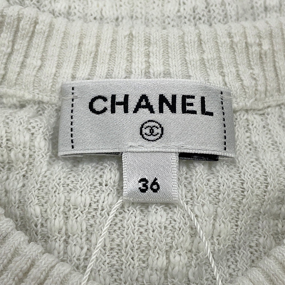 シャネル カーディガン ココビーチ ココボタン コットン レディースサイズ36 P78600 CHANEL 白