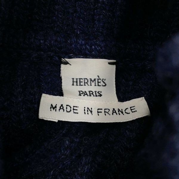 エルメス セーター 馬のリボン飾り ツイルレーヌ ハイネックニット カシミヤ シルク レディースサイズ34 HERMES