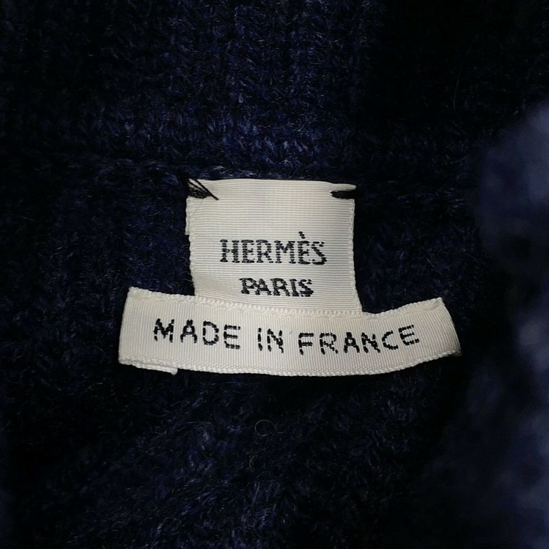 エルメス セーター 馬のリボン飾り ツイルレーヌ ハイネックニット カシミヤ シルク レディースサイズ34 HERMES