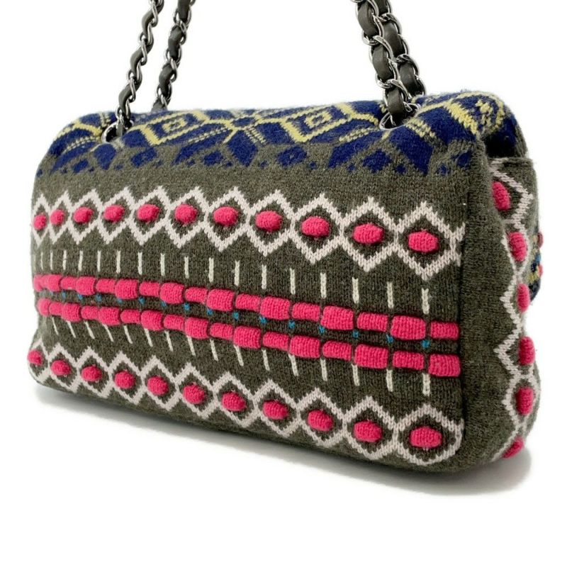 シャネル チェーンショルダーバッグ ココマーク ダブルチェーン A90848 ニット 2015年プレフォールシーズン