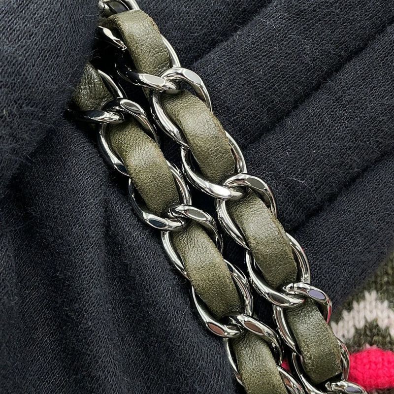 シャネル チェーンショルダーバッグ ココマーク ダブルチェーン A90848 ニット 2015年プレフォールシーズン