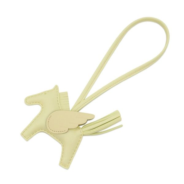 エルメス バッグチャーム ロデオPM ペガサス ジョーヌミルトン ラムスキン W刻印