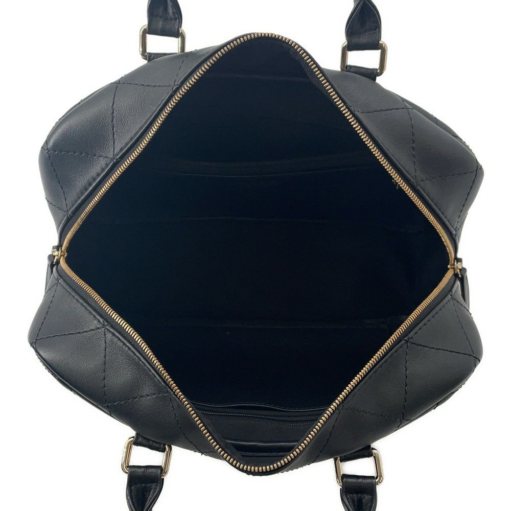 シャネル ハンドバッグ マトラッセ ココマーク ボーリングバッグ カーフレザー CHANEL 2WAY 黒