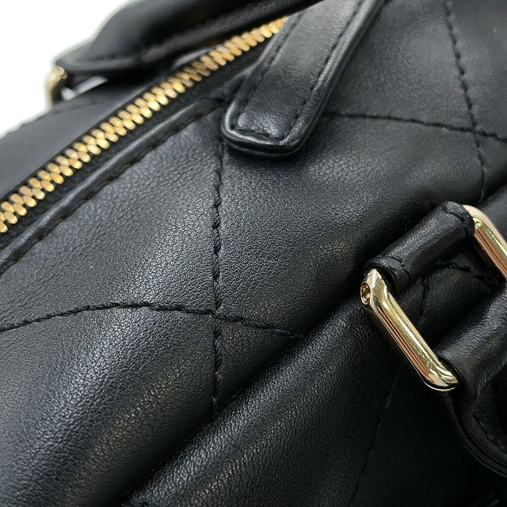 シャネル ハンドバッグ マトラッセ ココマーク ボーリングバッグ カーフレザー CHANEL 2WAY 黒