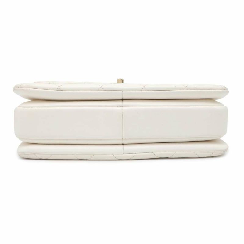 シャネル ハンドバッグ ココマーク マトラッセ トップハンドル ラムスキン A92236 CHANEL  2wayチェーンショルダーバッグ 白