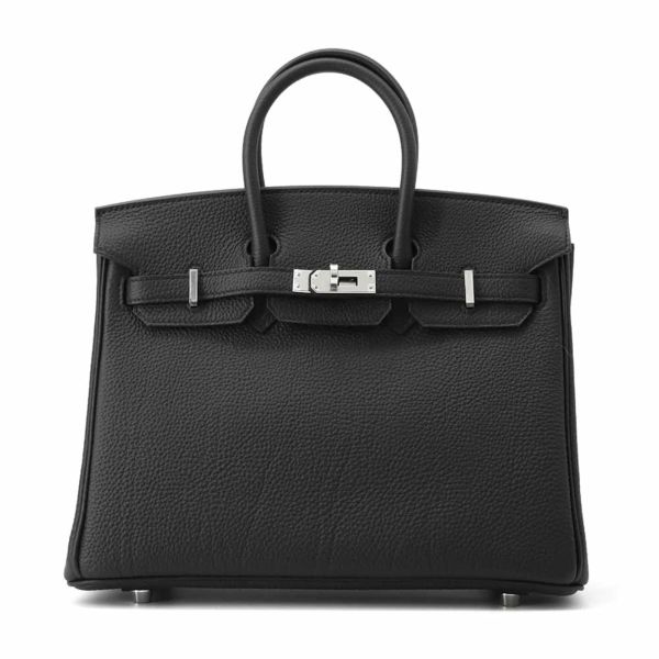 エルメス バーキン25 ブラック/シルバー金具 トゴ W刻印 HERMES Birkin ハンドバッグ 黒