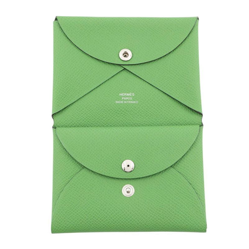 エルメス コインケース カルヴィ デュオ ヴェールユッカ/シルバー金具 エプソン B刻印 財布