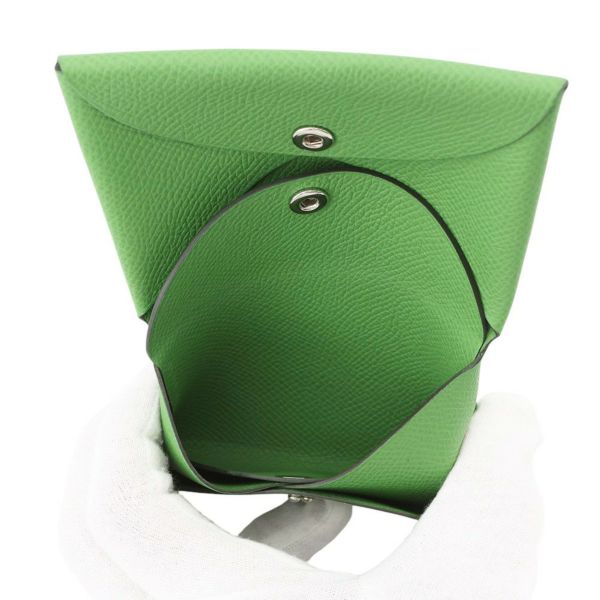 エルメス コインケース カルヴィ デュオ ヴェールユッカ/シルバー金具 エプソン B刻印 財布