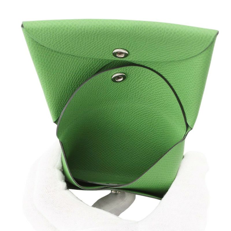 エルメス コインケース カルヴィ デュオ ヴェールユッカ/シルバー金具 エプソン B刻印 財布