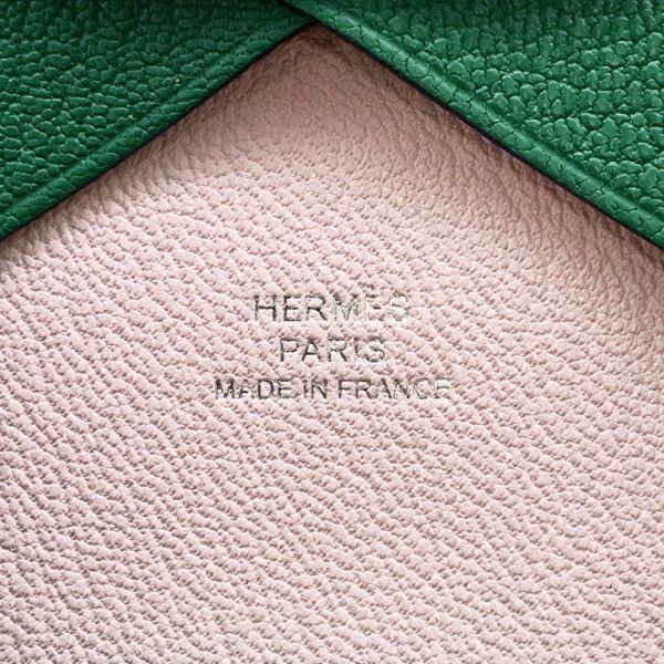 エルメス コインケース カルヴィ デュオ ヴェルソ ミント/モーヴペール/シルバー金具 シェブルミゾル W刻印 シェーブル