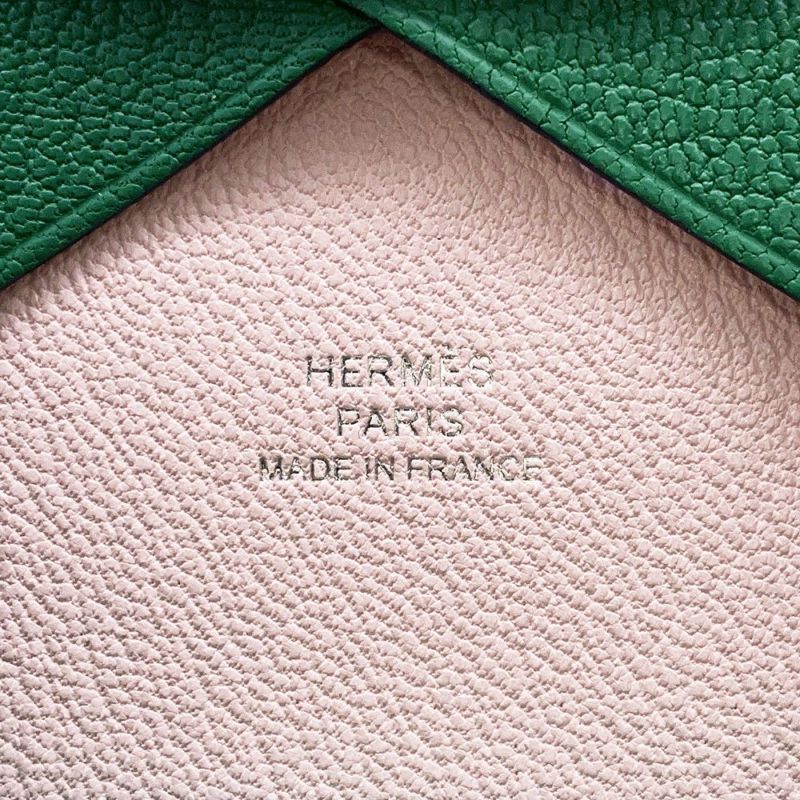 エルメス コインケース カルヴィ デュオ ヴェルソ ミント/モーヴペール/シルバー金具 シェブルミゾル W刻印 シェーブル