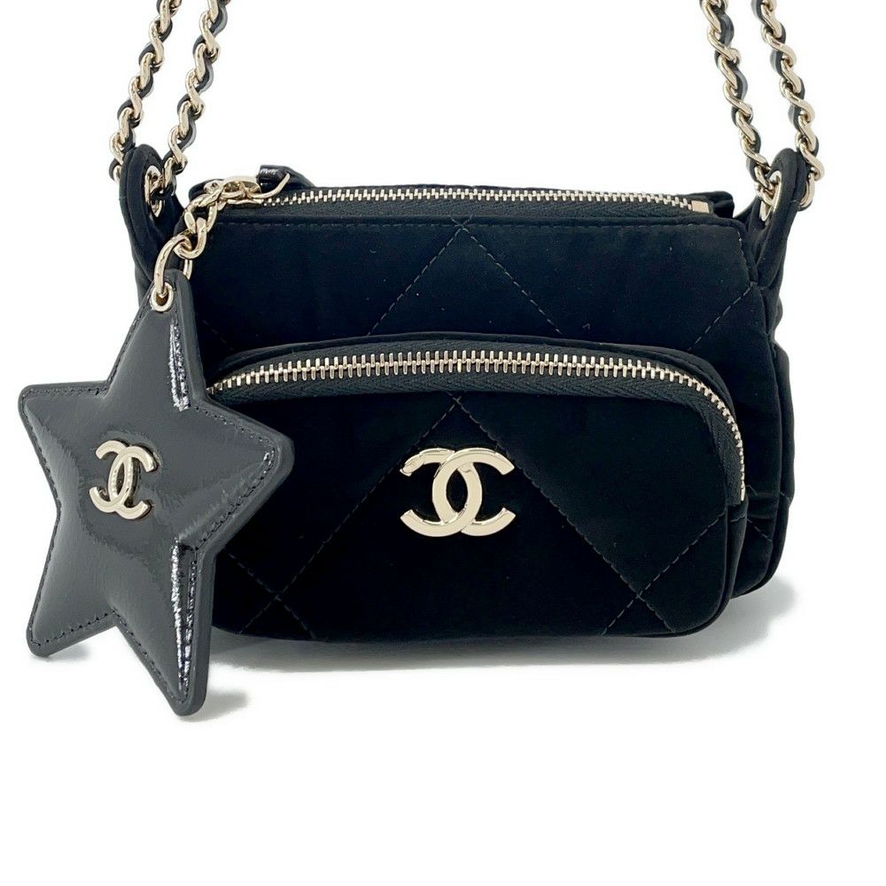 シャネル チェーンショルダーバッグ マトラッセ ココマーク ココネージュ チェーンクラッチ CHANEL 2way 黒