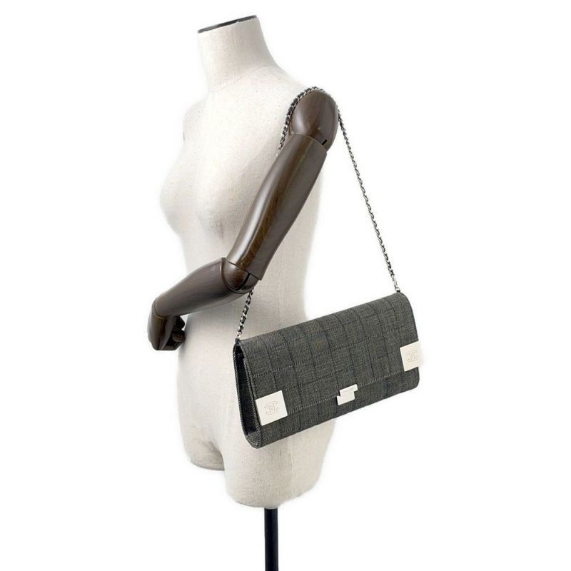 シャネル チェーンショルダーバッグ ココマーク チョコバー デニム CHANEL