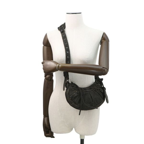 バレンシアガ ショルダーバッグ ル・カゴール XS デニム 671309 BALENCIAGA 黒 ミラー付き