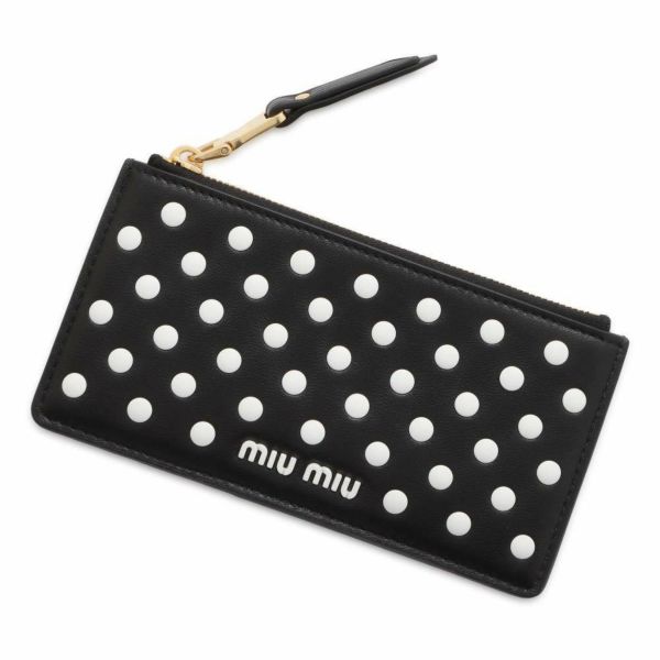 ミュウミュウ コインケース レザー ドット 5MB006 Miu Miu カードケース 財布