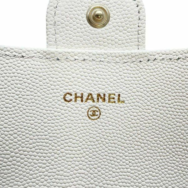 シャネル 長財布 クラシック ロング フラップ ウォレット マトラッセ ココマーク キャビアスキン AP0241 CHANEL 白