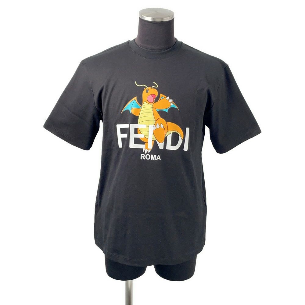 フェンディ Ｔシャツ フラグメント ポケモン コラボ カイリュー コットン メンズサイズS FS9626 FENDI トップス 黒