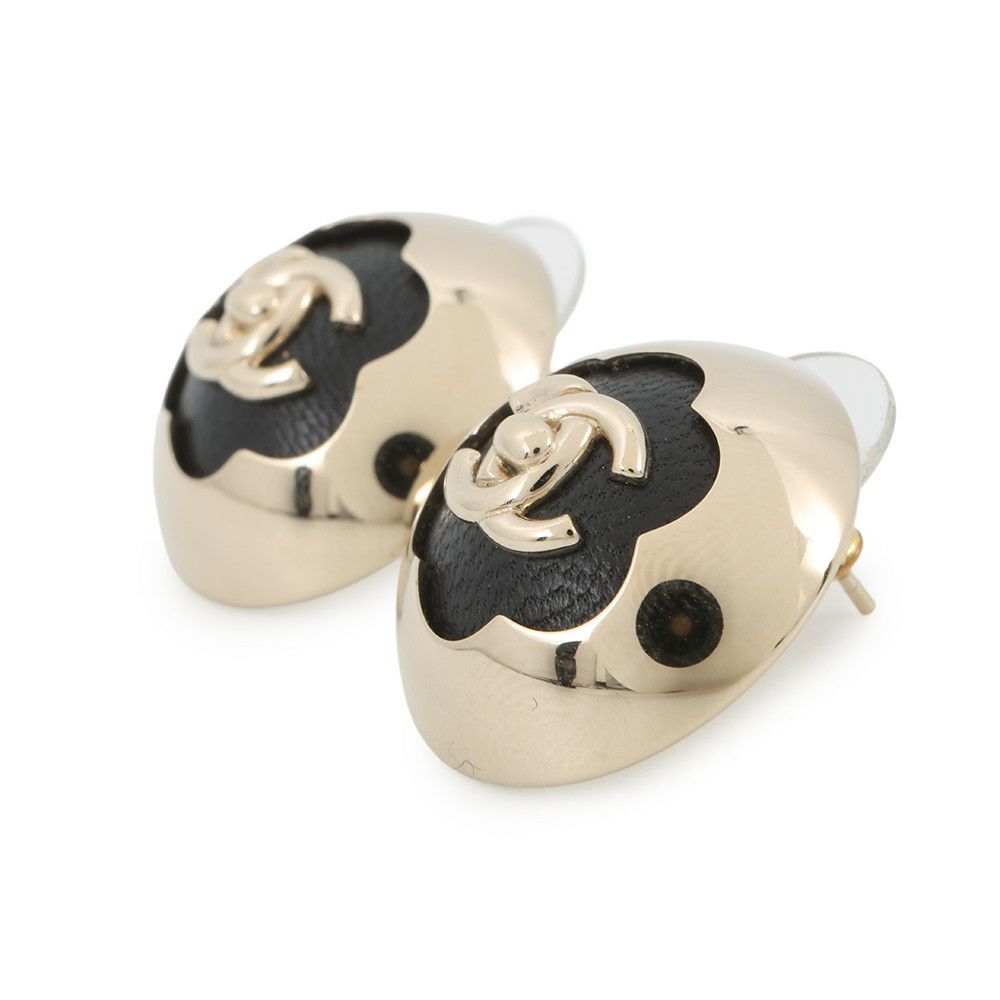 シャネル ピアス ココマーク ドーム レザー ABG001 B25A CHANEL アクセサリー 黒