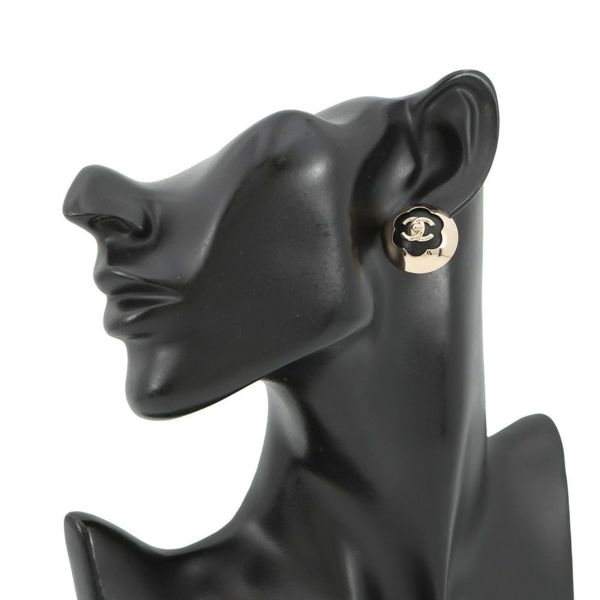 シャネル ピアス ココマーク ドーム レザー ABG001 B25A CHANEL アクセサリー 黒