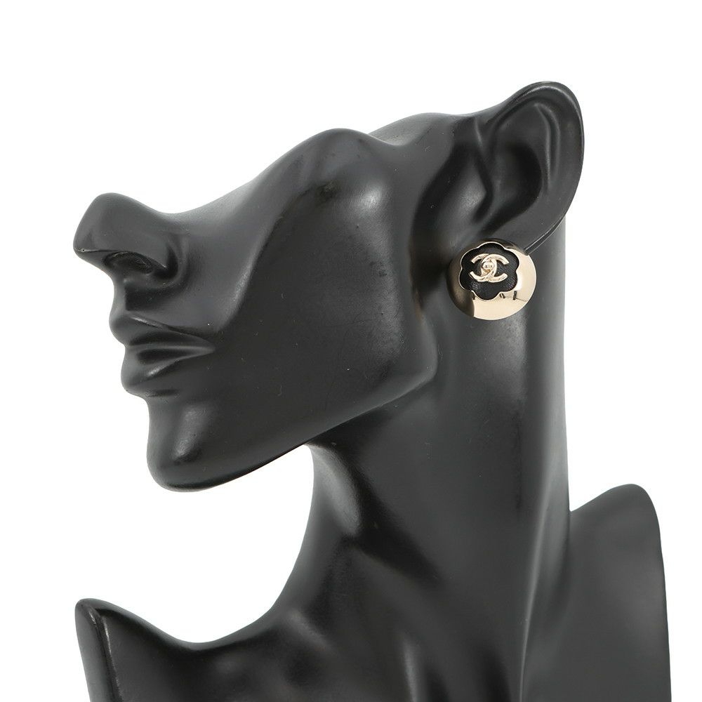 シャネル ピアス ココマーク ドーム レザー ABG001 B25A CHANEL アクセサリー 黒