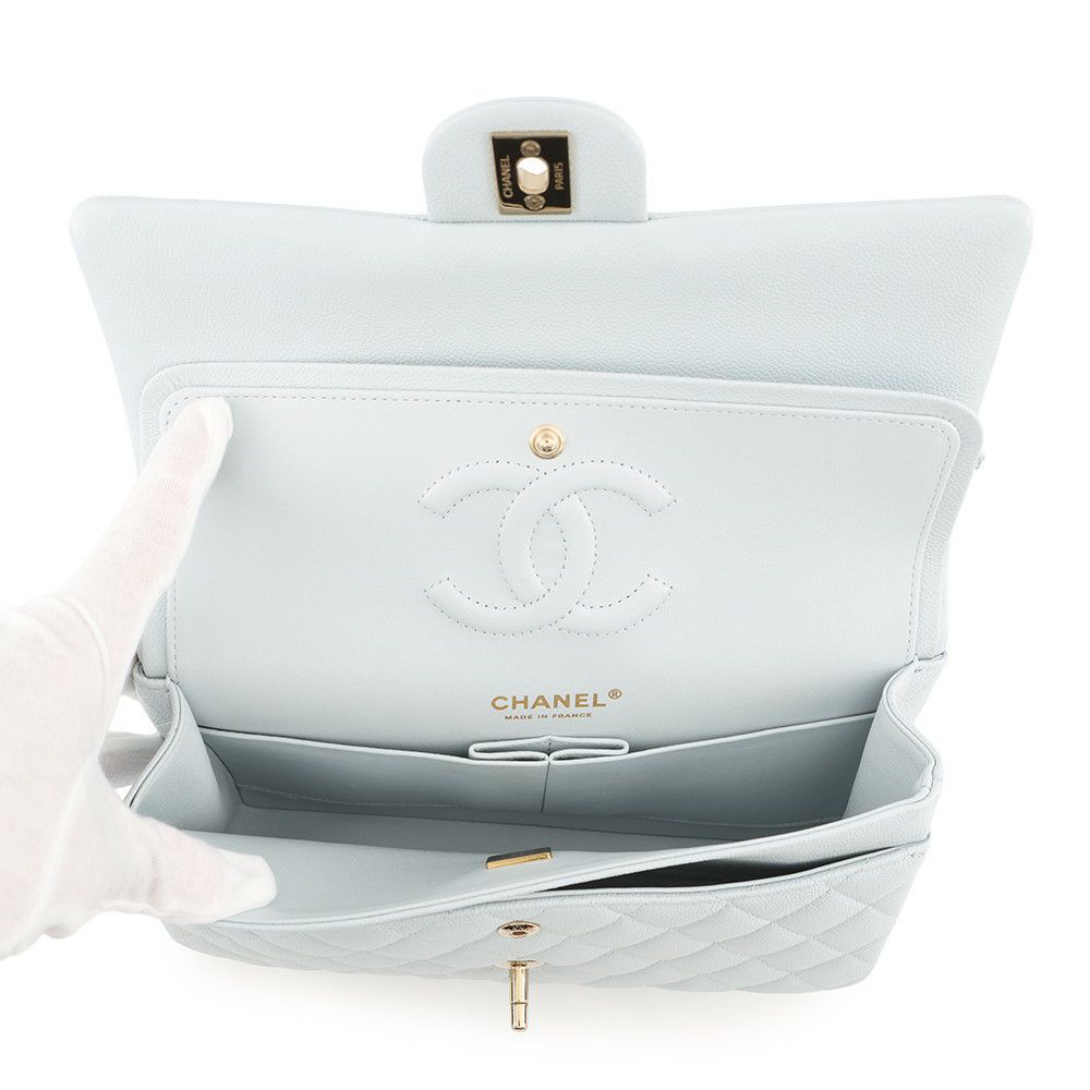 シャネル チェーンショルダーバッグ マトラッセ25 ココマーク ダブルチェーン キャビアスキン A01112 CHANEL