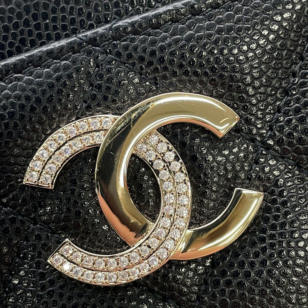 シャネル カードケース ココマーク ハーフ ラインストーン キャビアスキン AP4179 CHANEL カード 黒