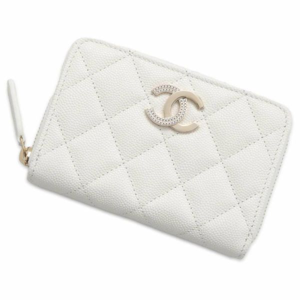 シャネル コインケース マトラッセ ココマーク キャビアスキン AP4177 CHANEL 財布 白