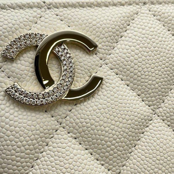 シャネル コインケース マトラッセ ココマーク キャビアスキン AP4177 CHANEL 財布 白