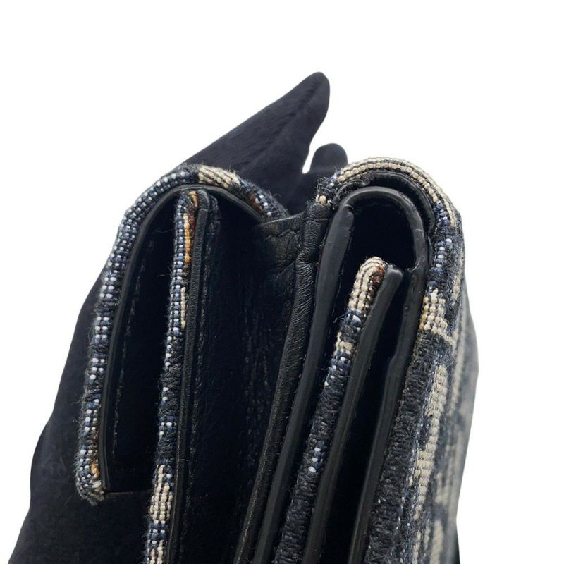 クリスチャン・ディオール 三つ折り財布 オブリーク コンパクトウォレット  ネックストラップ付き Christian Dior 財布
